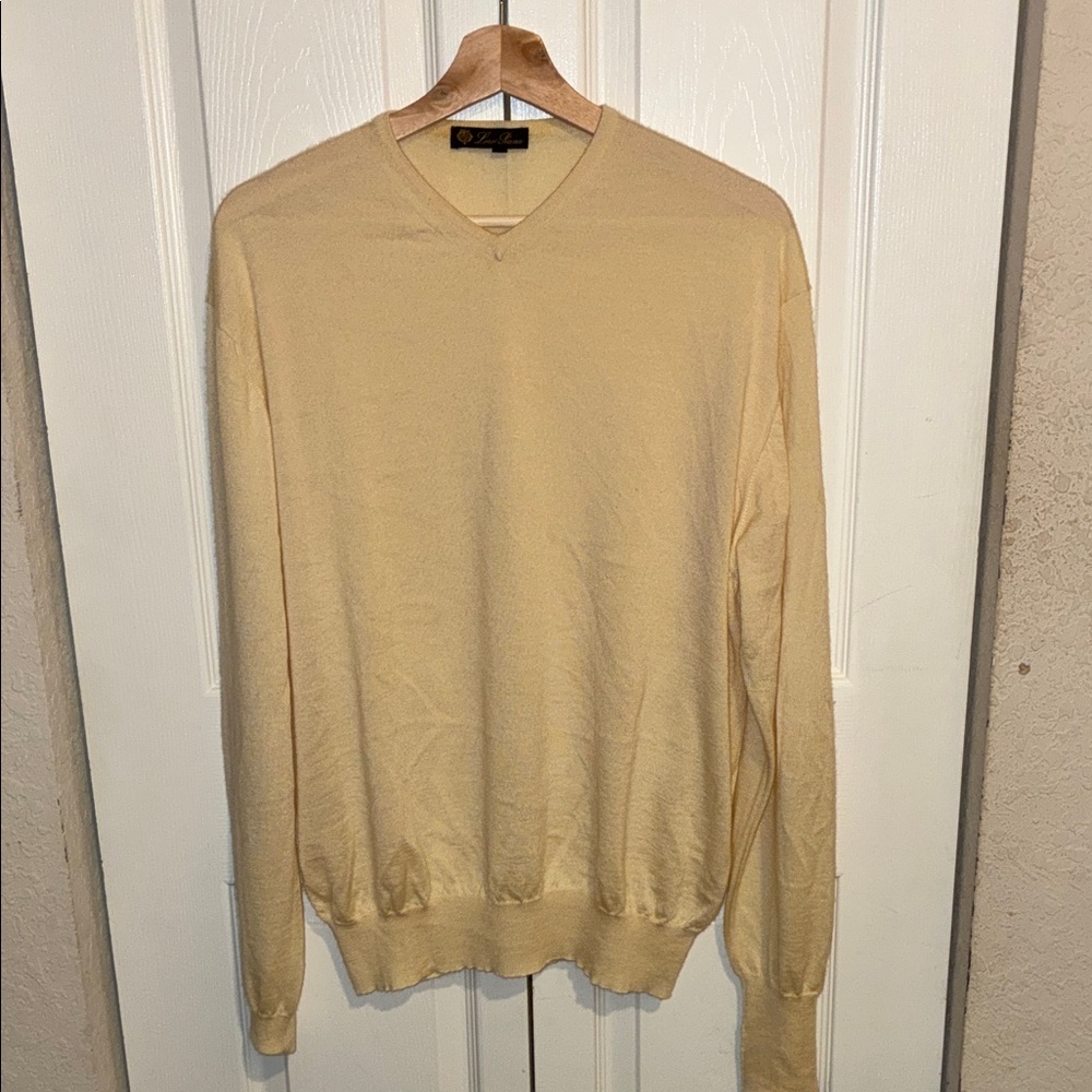 Loro Piana Men's V-Neck Sweater in Cream